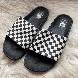 men’s vans checker slides